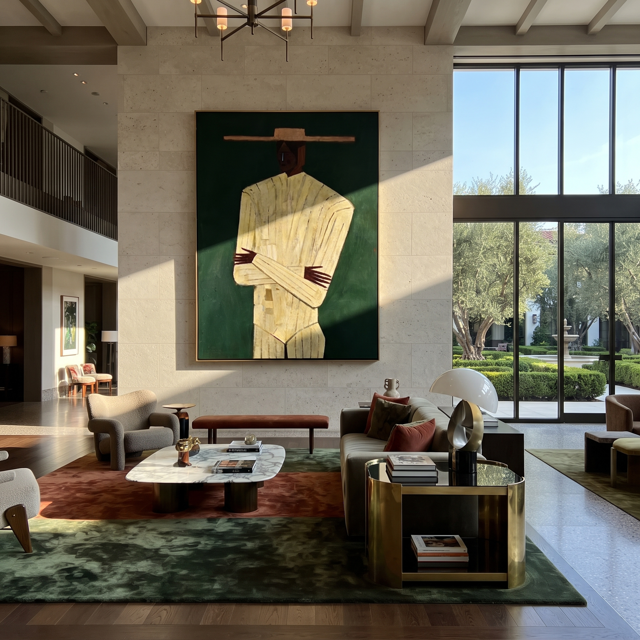 Golden Arms Cross Forest displayed in a warm contemporary interior