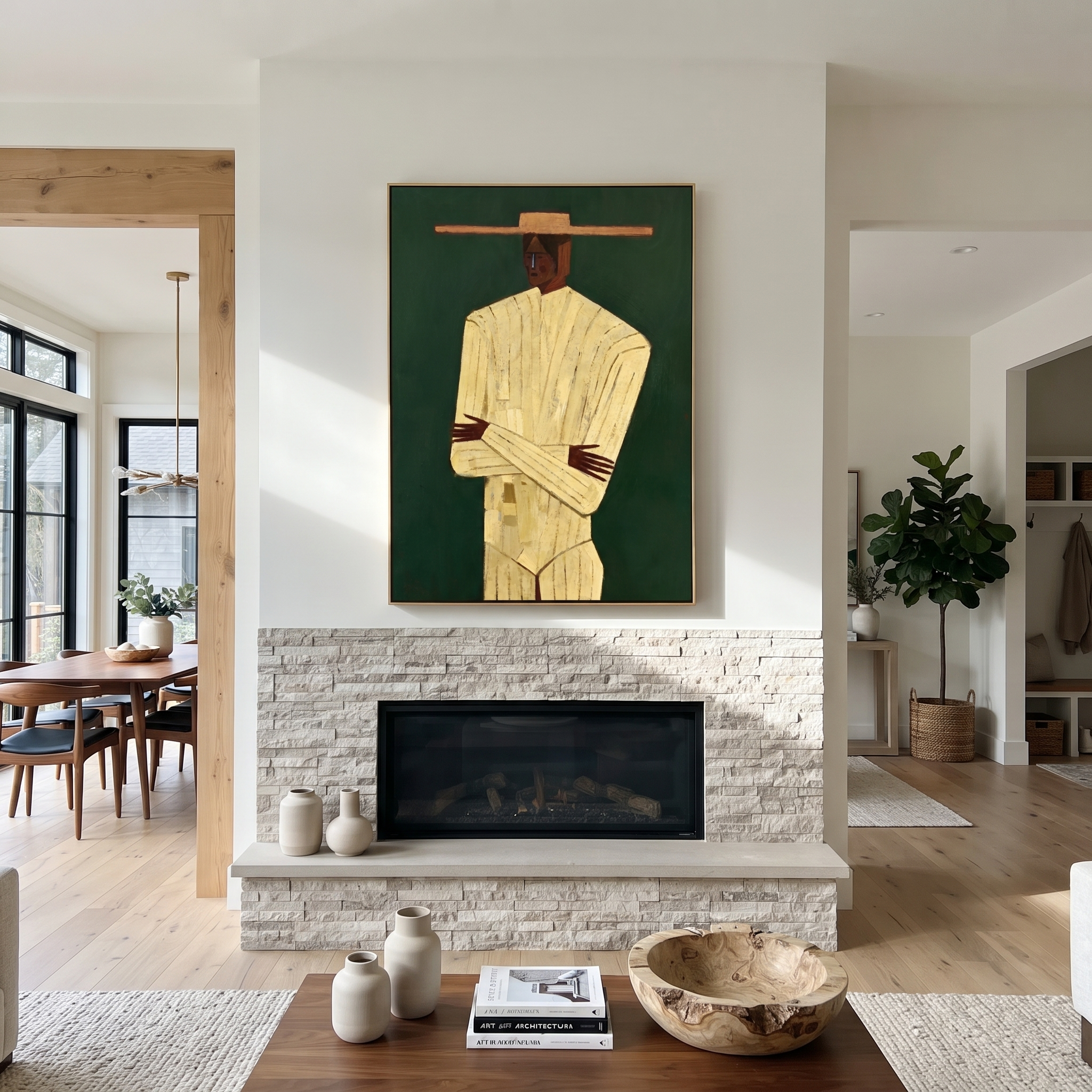 Golden Arms Cross Forest presented above a contemporary console