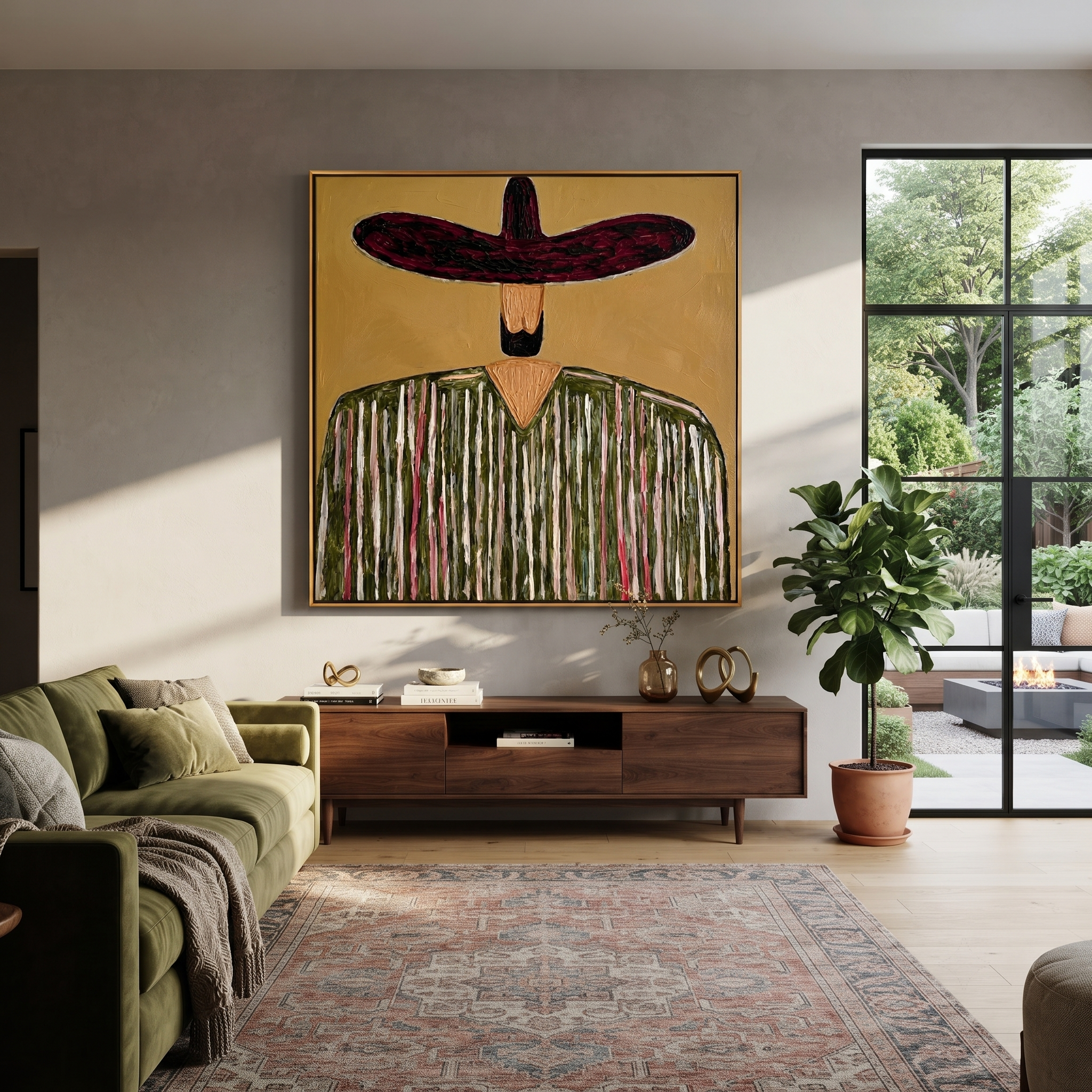 Black Brim Crowns Forest displayed in a warm contemporary interior