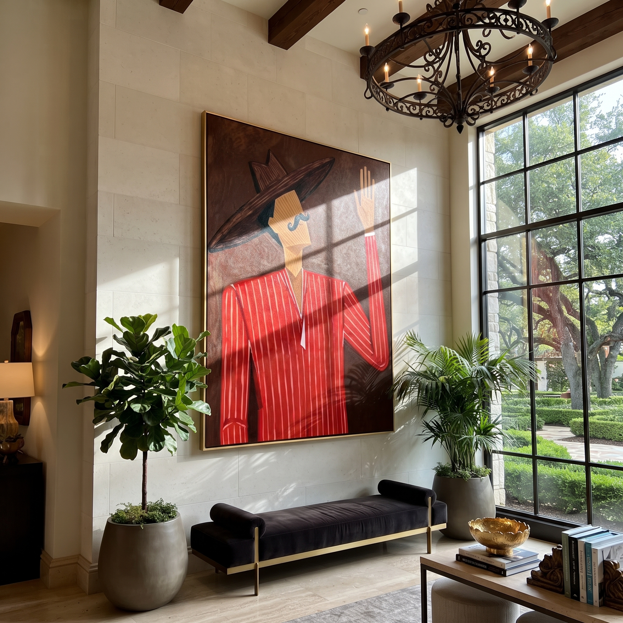 Scarlet Lines Raise Signal styled in a layered residential interior