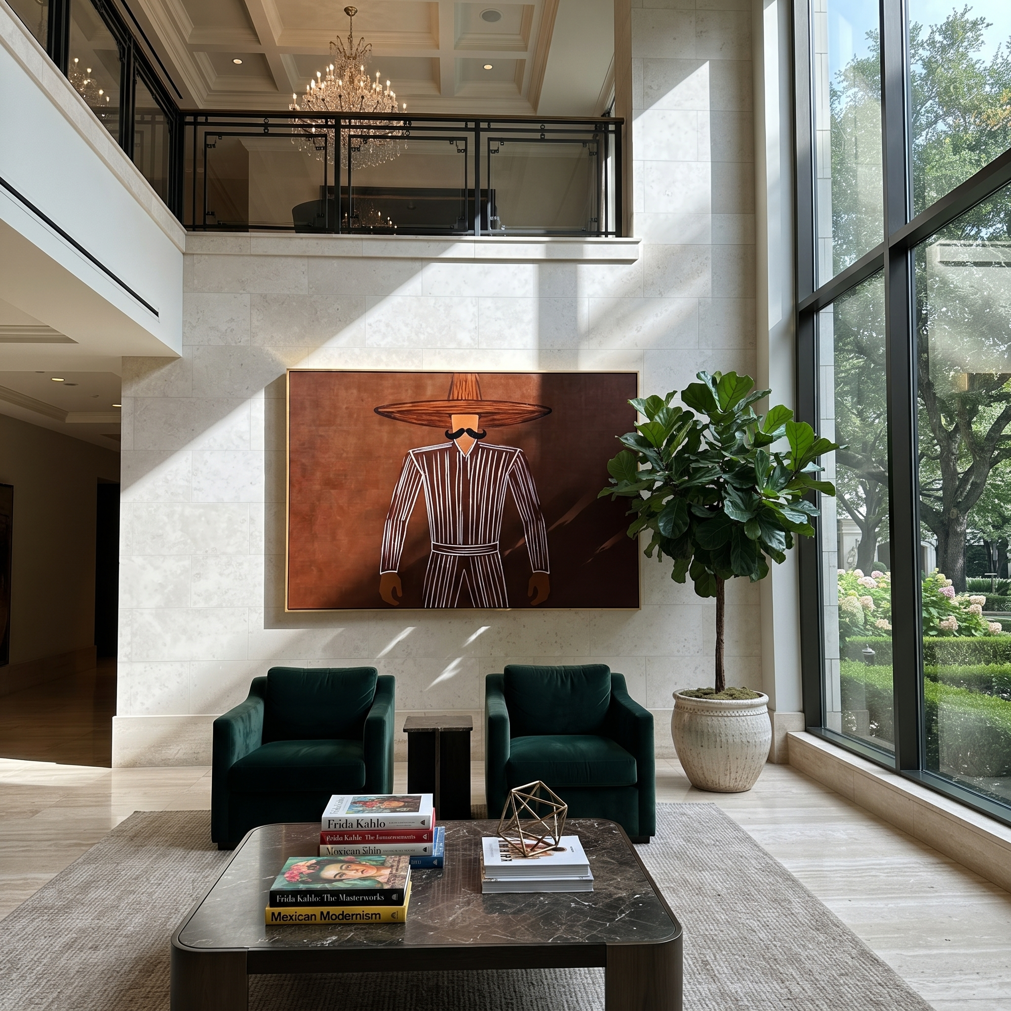 Dark Lines Hold Burgundy presented above a contemporary console