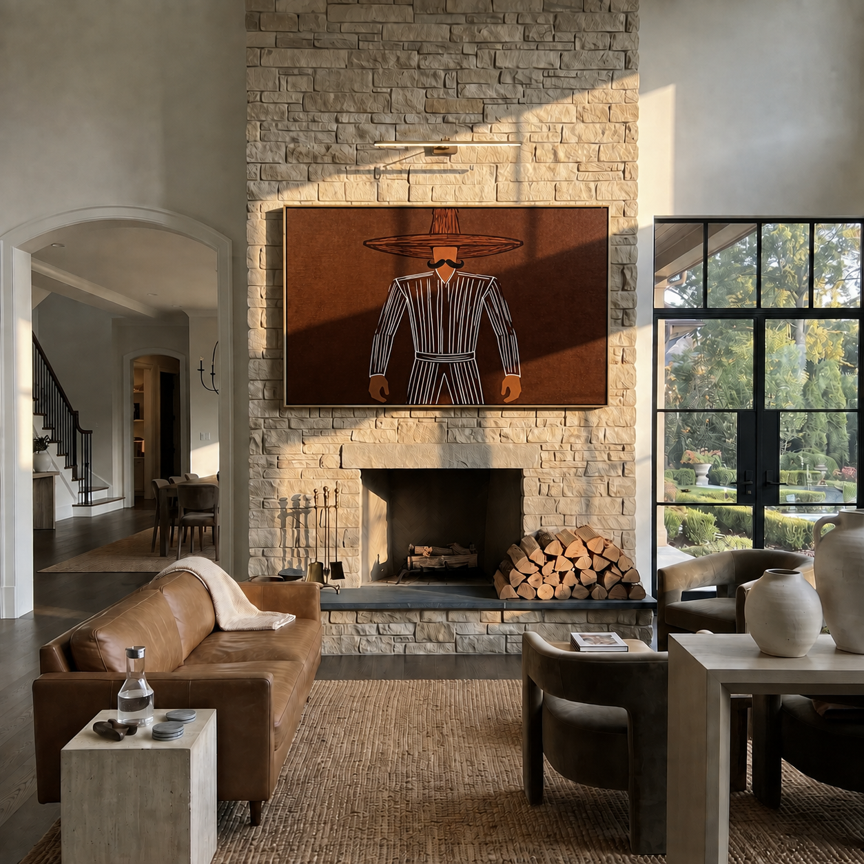 Dark Lines Hold Burgundy styled in a layered residential interior