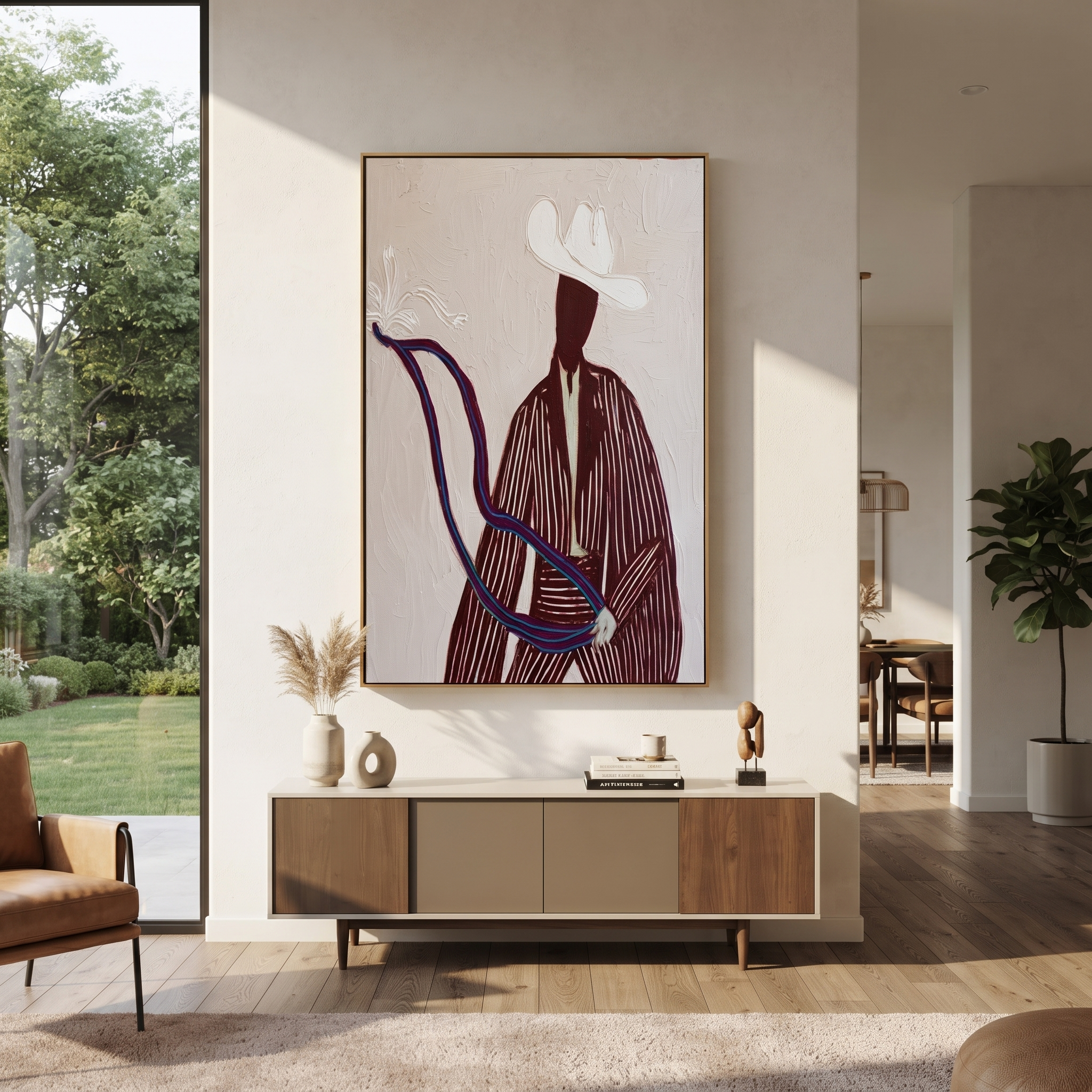 White Rider Draws Curve displayed in a warm contemporary interior
