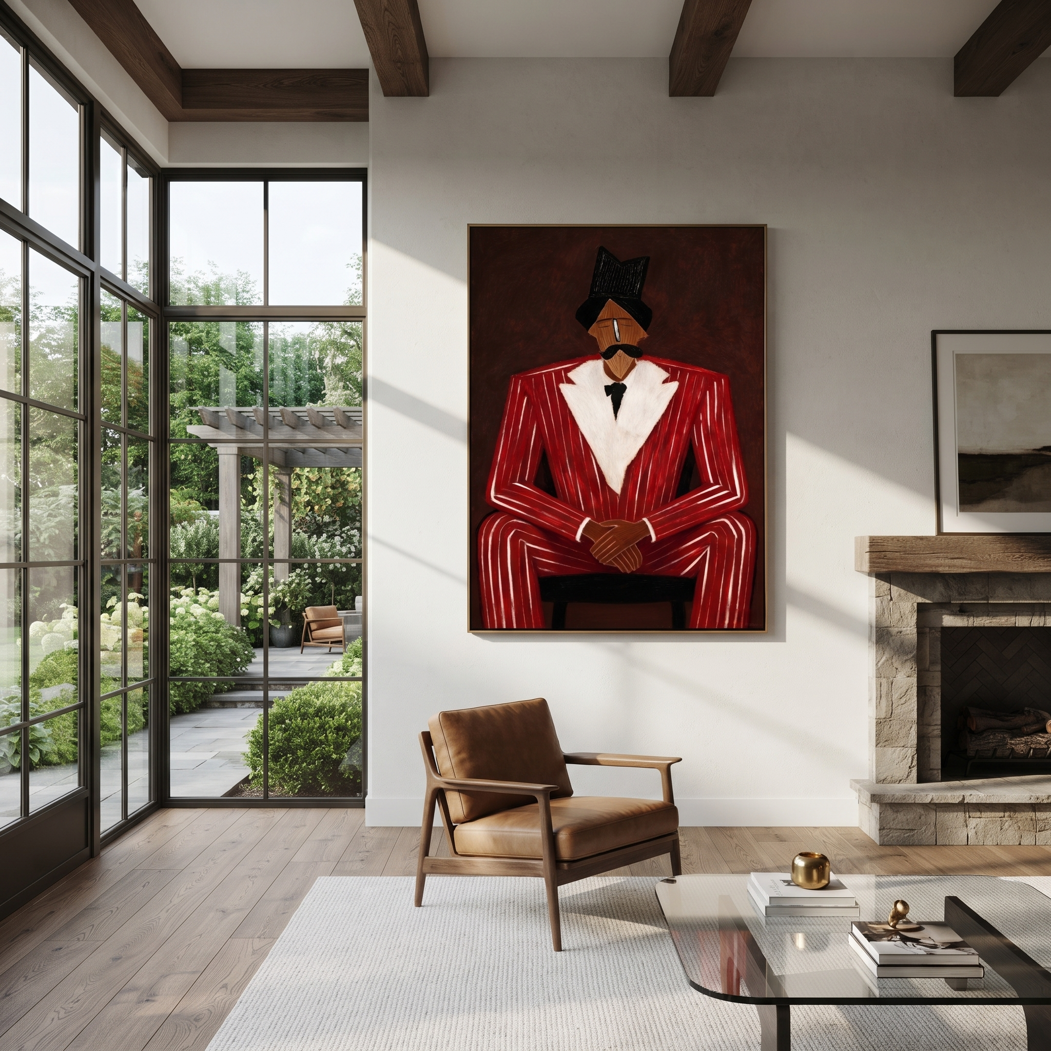 Scarlet Suit in Judgment displayed in a warm contemporary interior