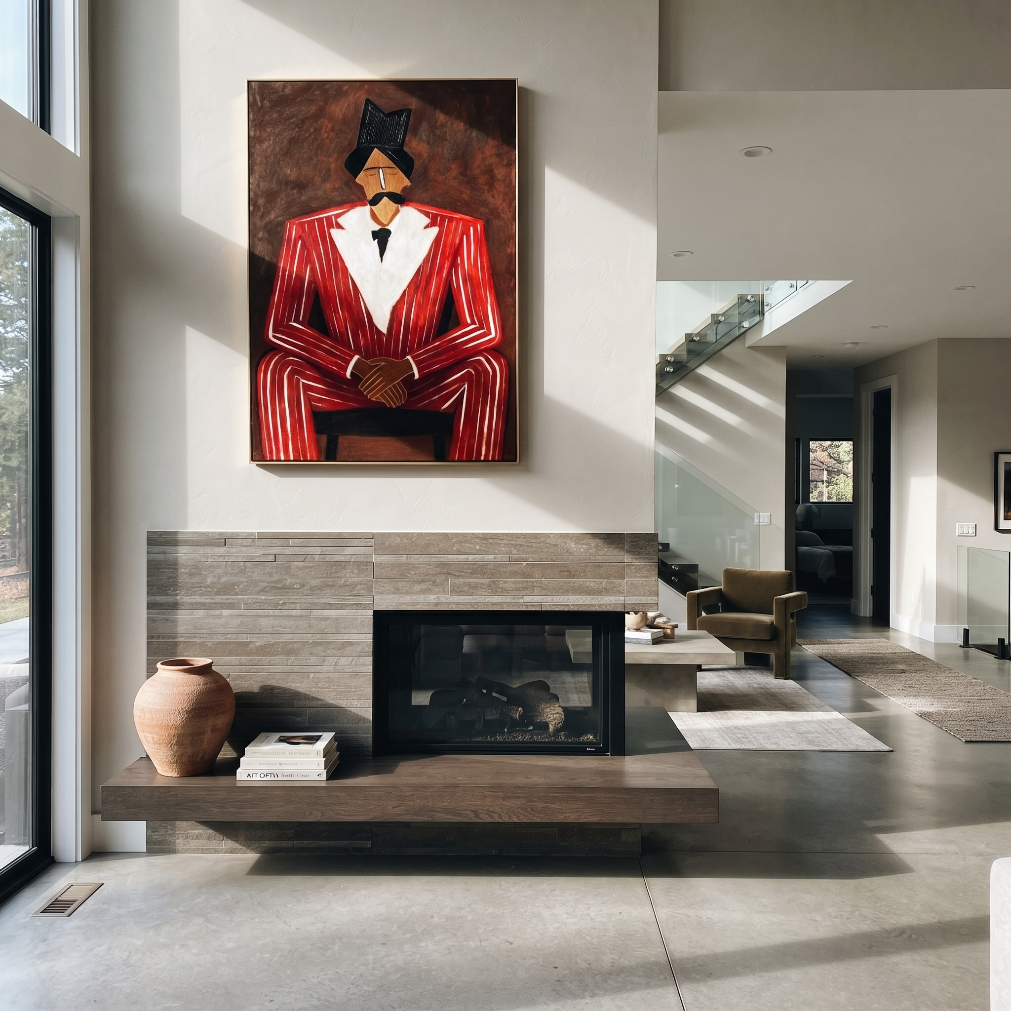 Scarlet Suit in Judgment displayed as a modern room focal point
