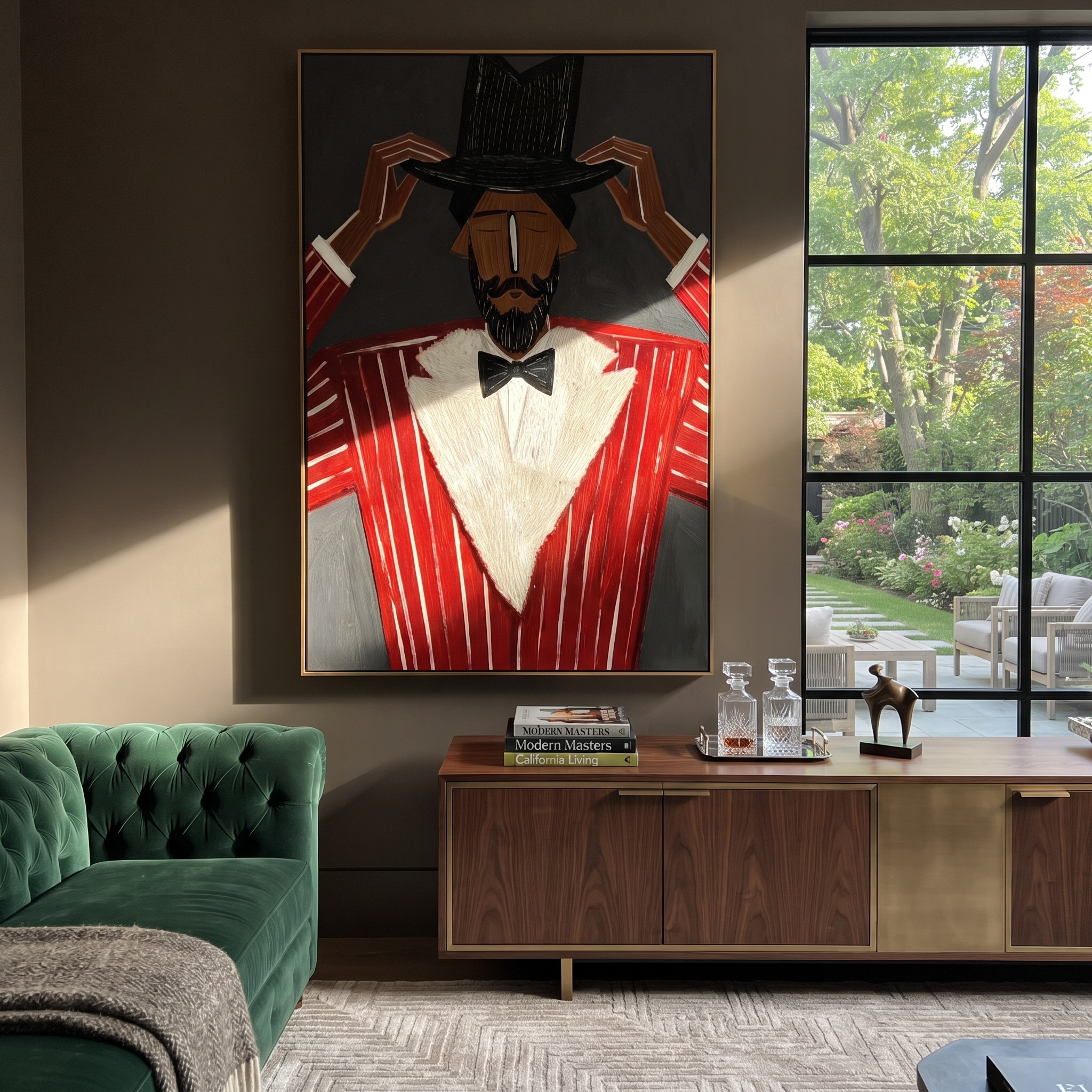 Black Crown Tips Crimson styled with neutral modern furnishings