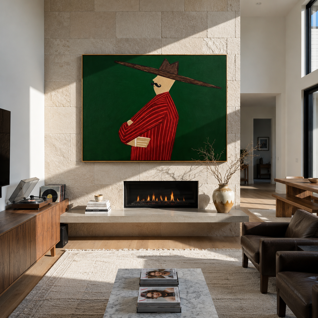 Scarlet Profile Crosses Forest displayed in a warm contemporary interior