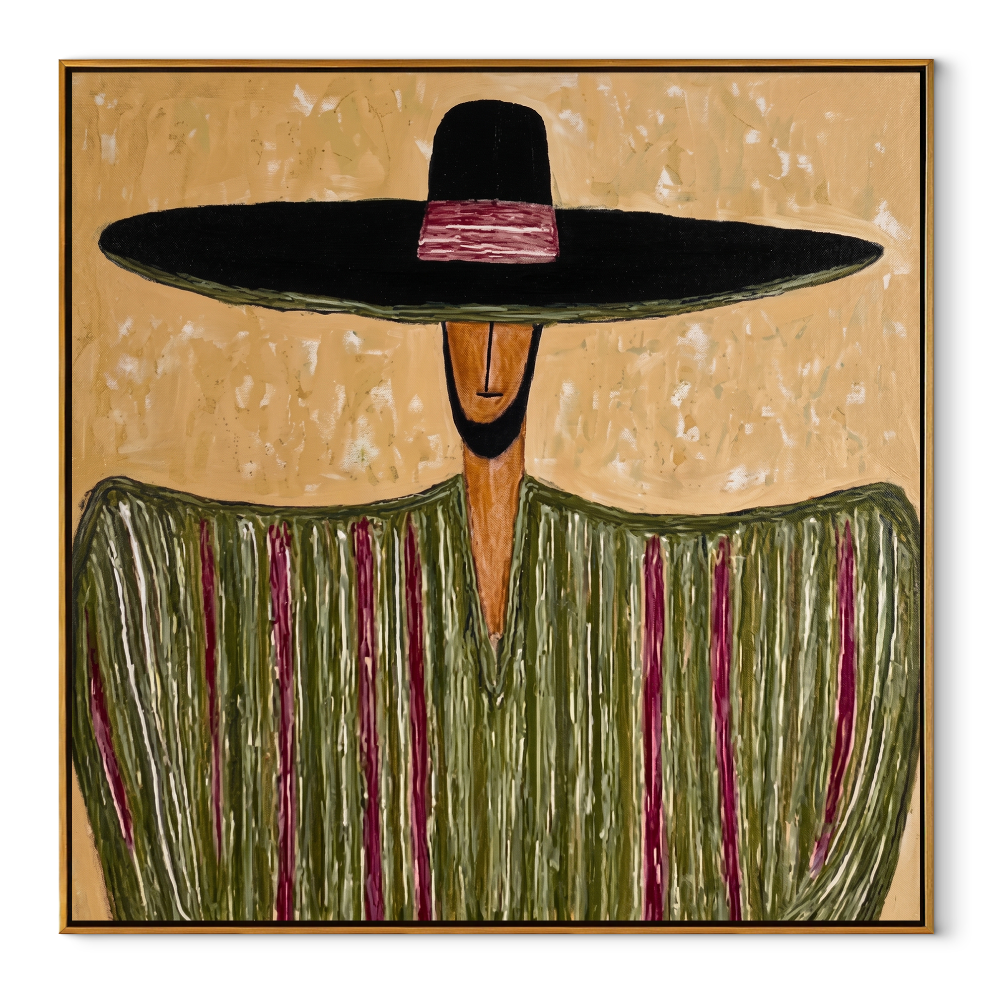 Black Horizon Meets Meadow abstract figurative textured painting, square canvas artwork