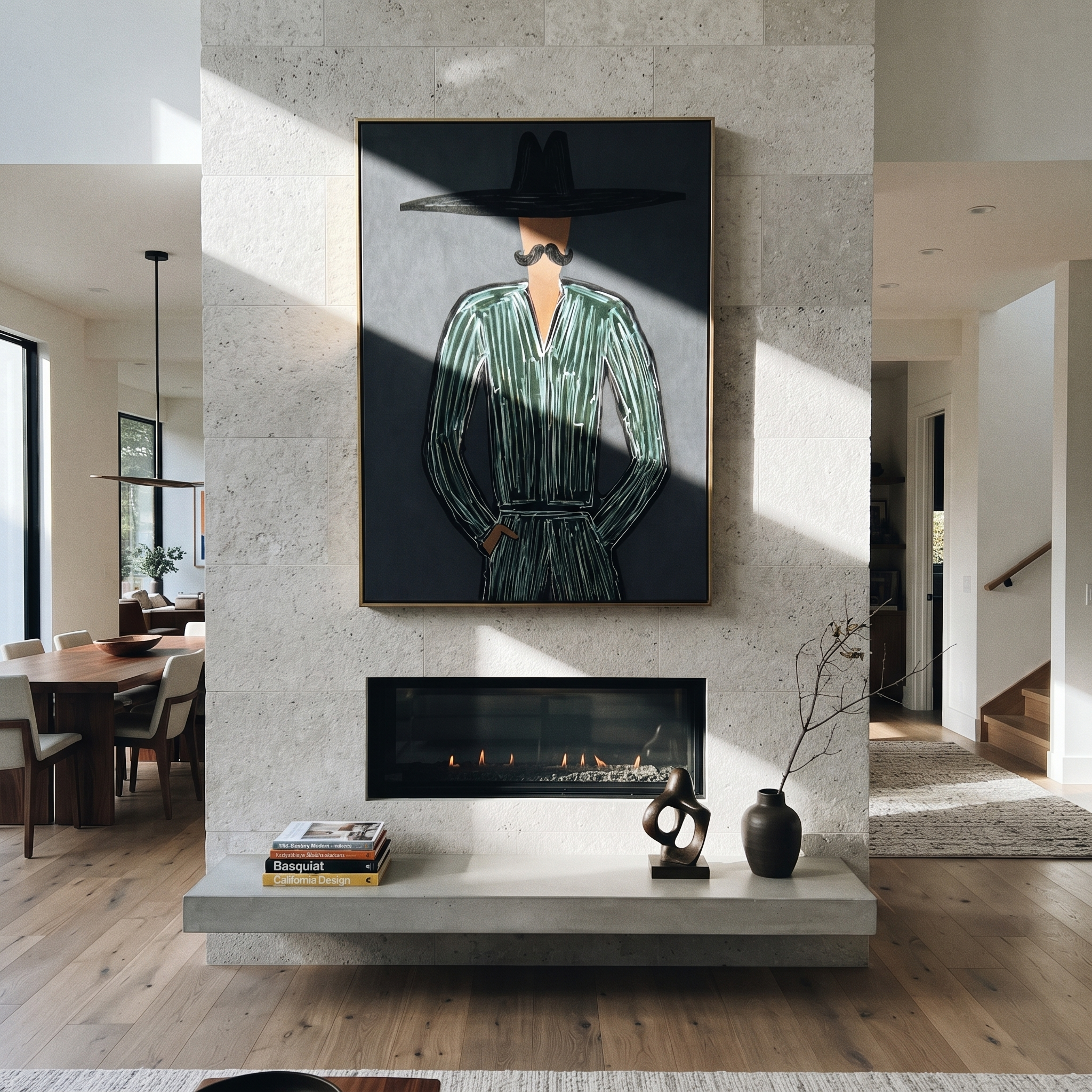 Emerald Lines Guard Charcoal displayed in a warm contemporary interior