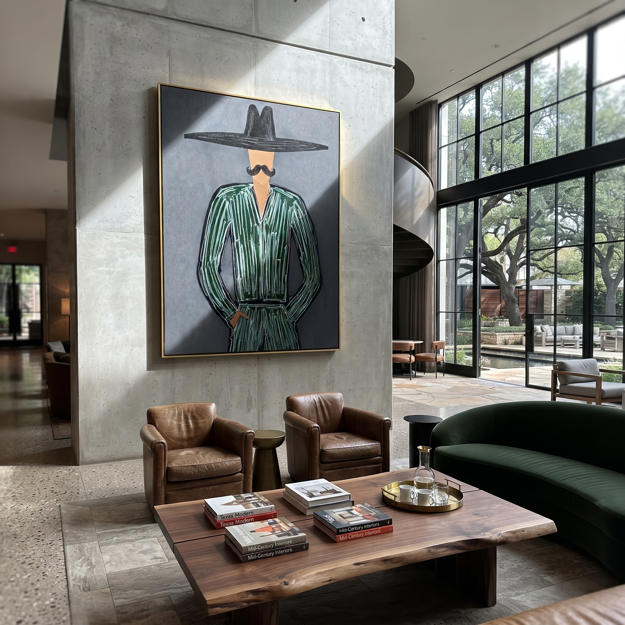 Emerald Lines Guard Charcoal displayed as a modern room focal point