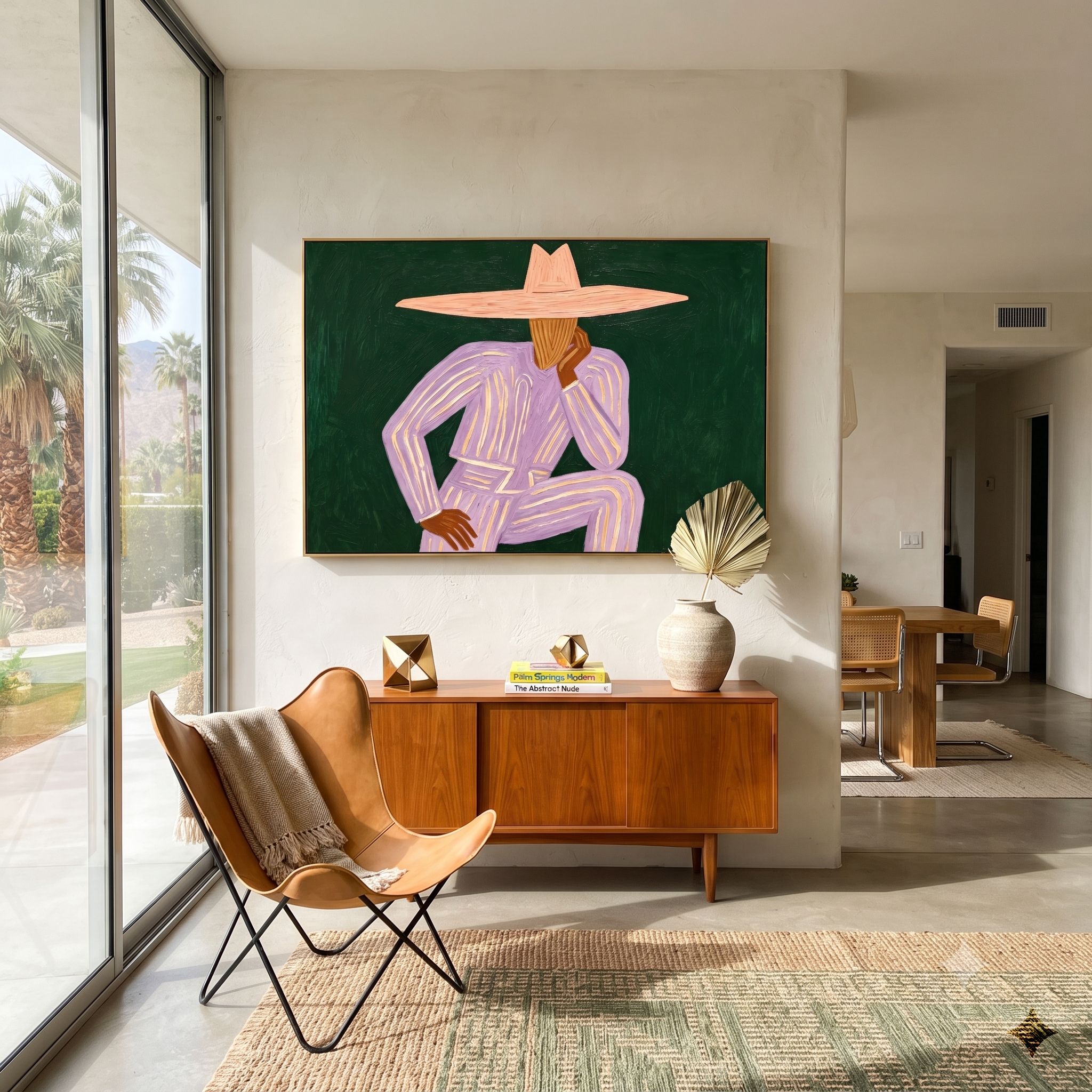 Lavender Thought Rests Green presented above a contemporary console