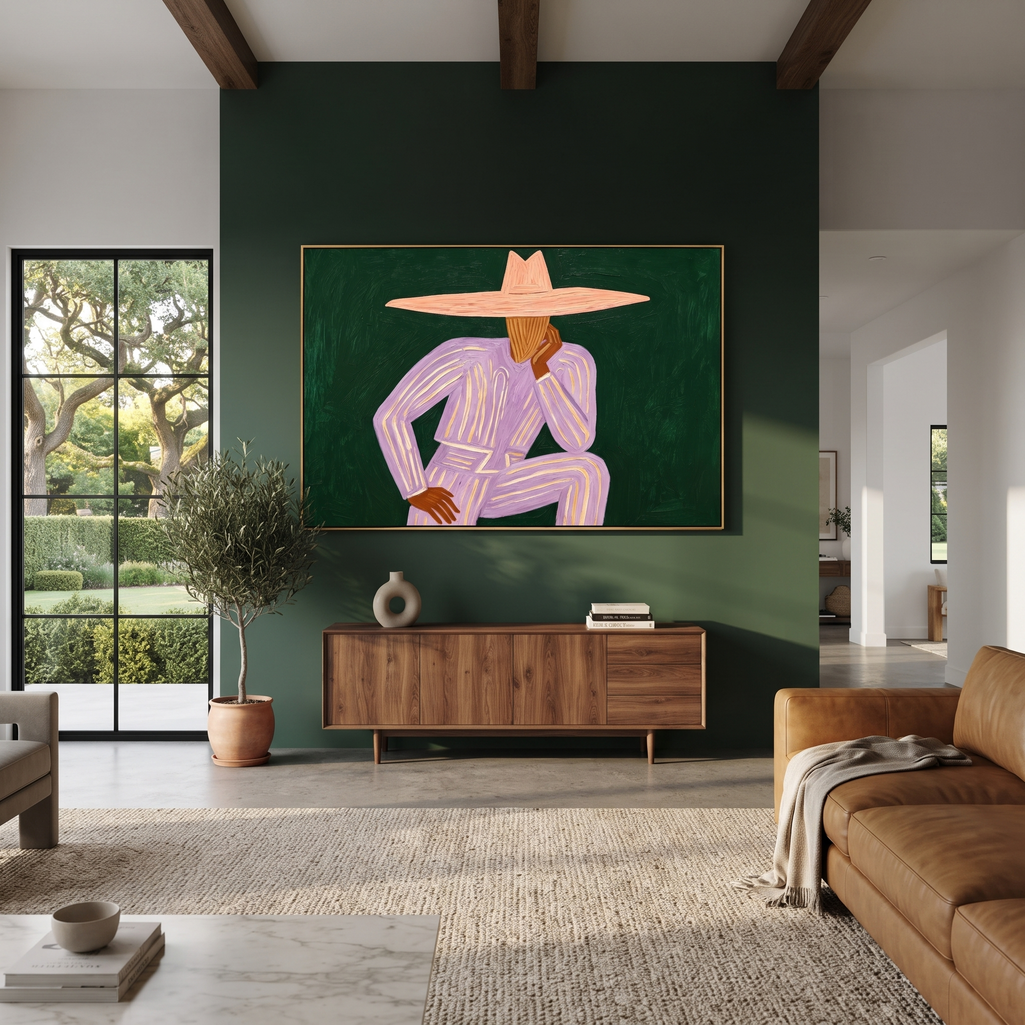 Lavender Thought Rests Green displayed as a modern room focal point