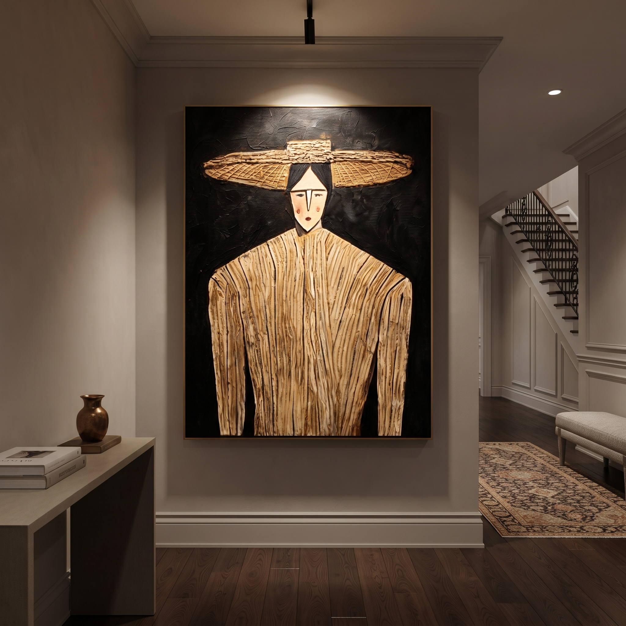 Straw Lines Against Night styled in a layered residential interior