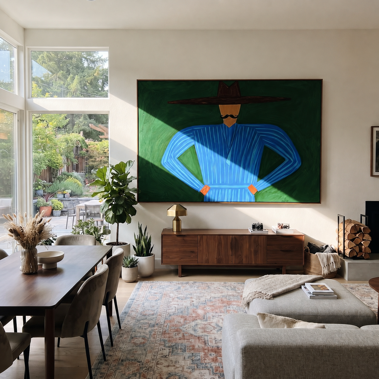 Blue Angles Hold Forest displayed in a warm contemporary interior