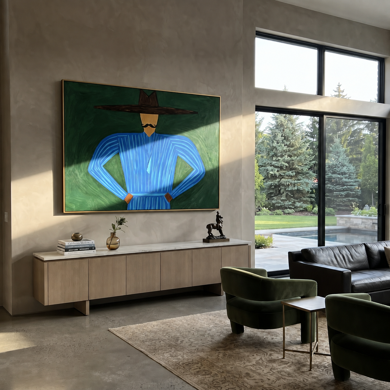 Blue Angles Hold Forest presented above a contemporary console