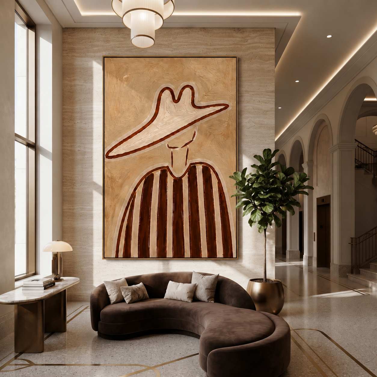 Brown Lines through Sand styled in a layered residential interior