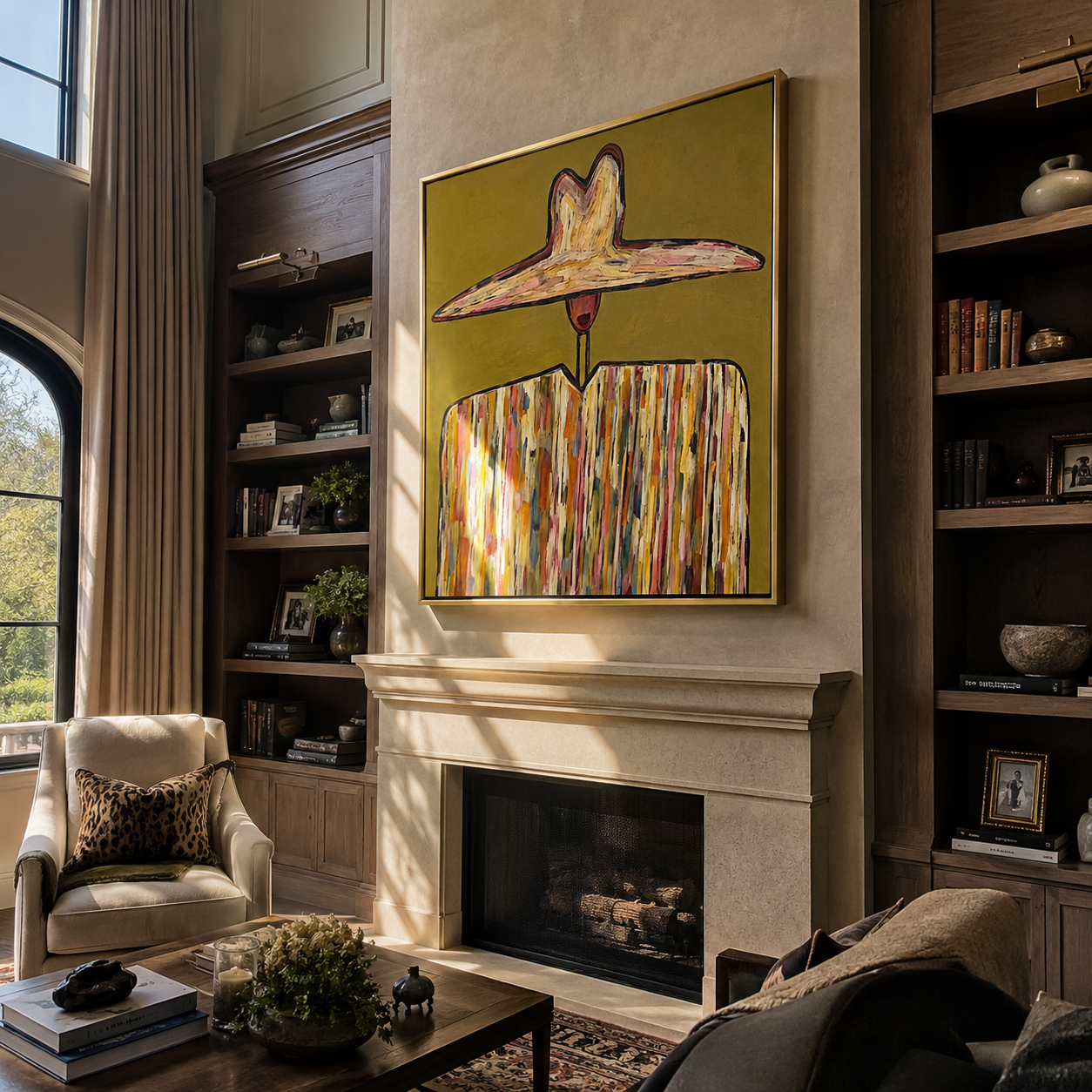 Ivory Horizon Crowns Mustard presented above a contemporary console
