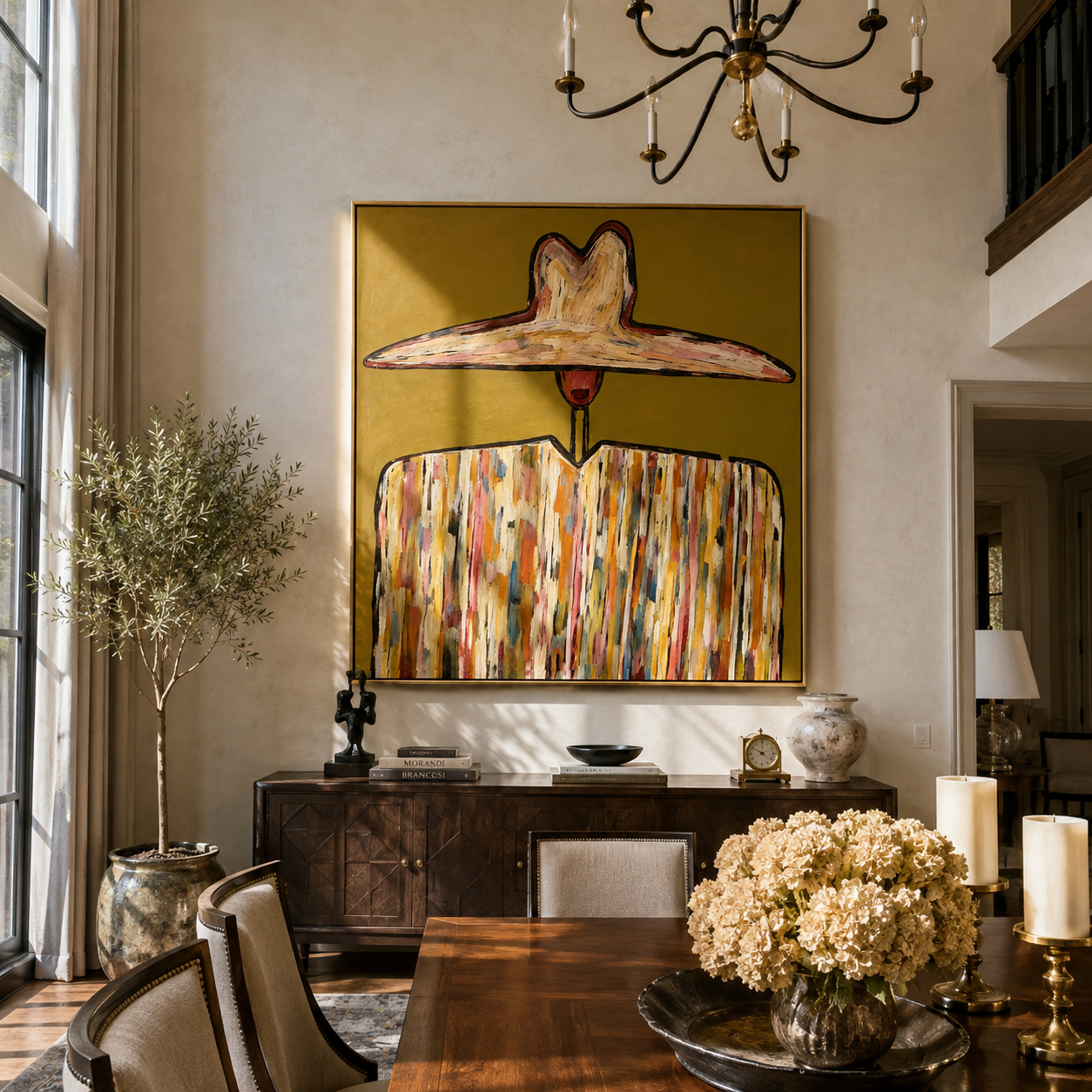 Ivory Horizon Crowns Mustard displayed as a modern room focal point
