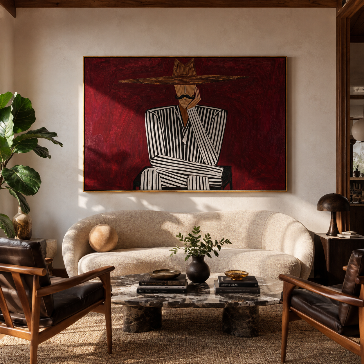 Burgundy Silence Crosses Lines presented above a contemporary console