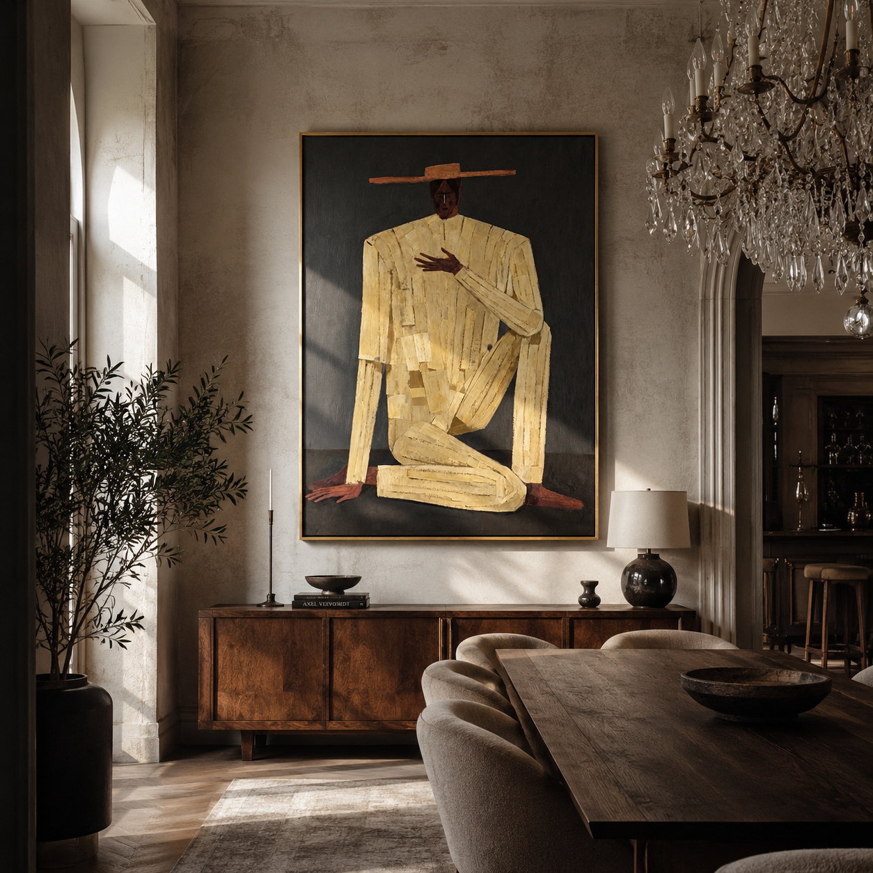 Ivory Gesture in Charcoal displayed in a warm contemporary interior