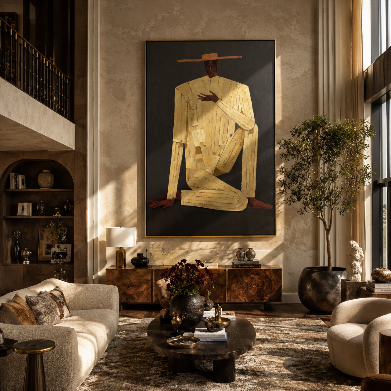 Ivory Gesture in Charcoal displayed as a modern room focal point