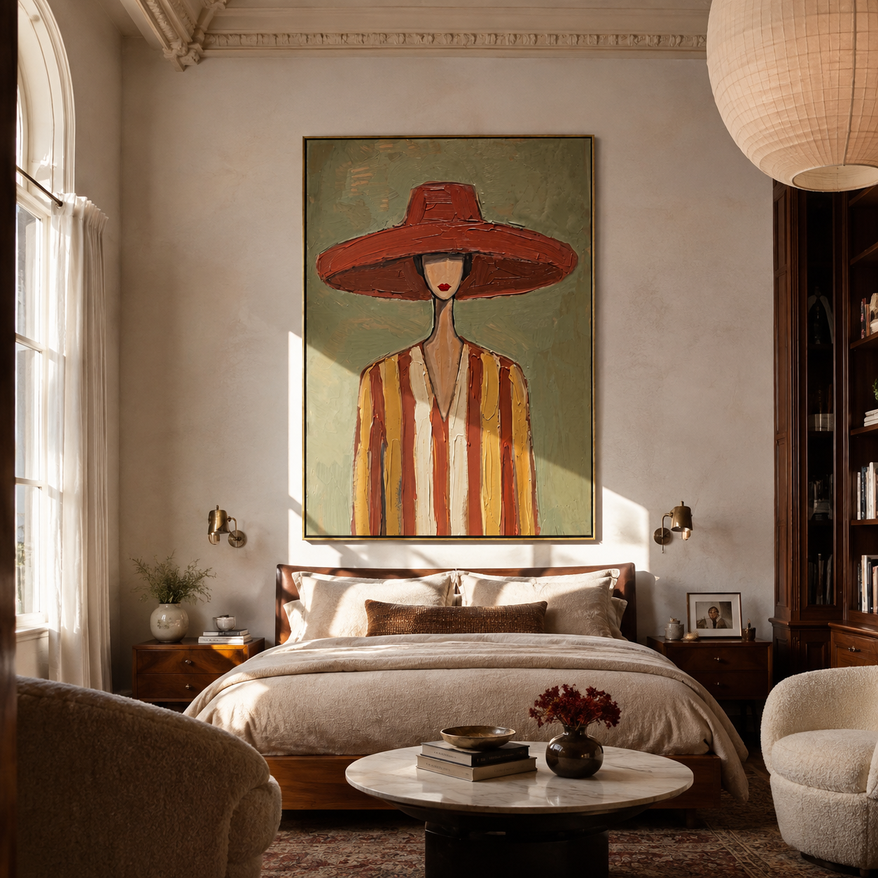Coral Brim Meets Sage styled with neutral modern furnishings