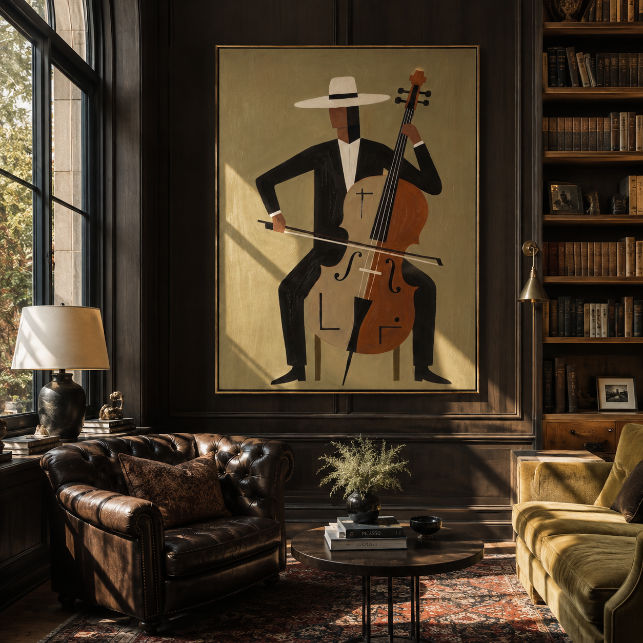 White Brim Conducts Cello displayed as a modern room focal point