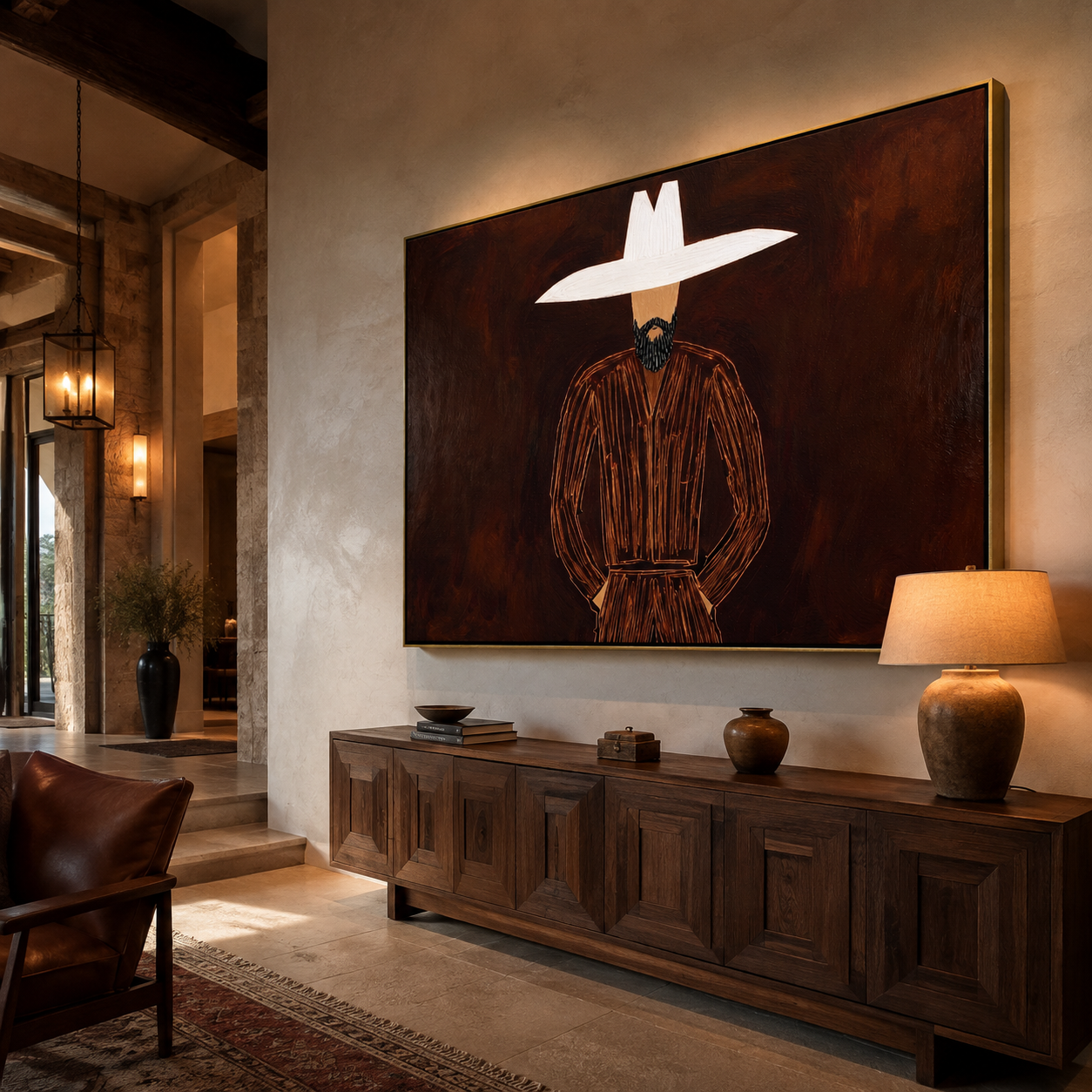 White Horizon Guards Umber displayed as a modern room focal point