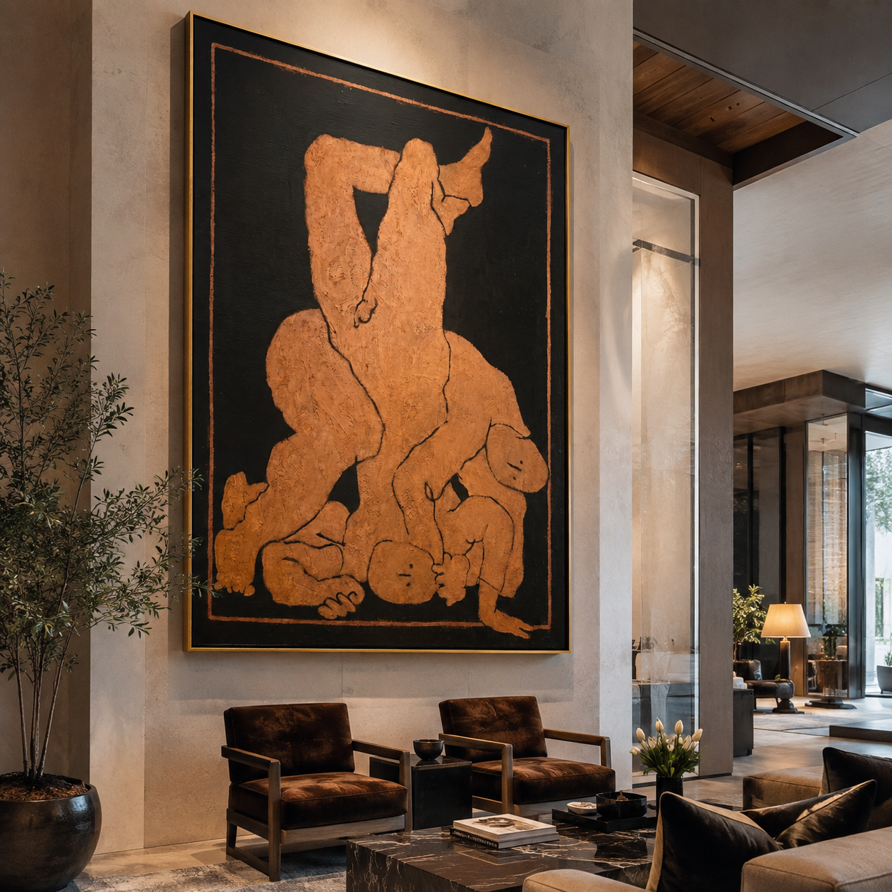 Terra Bodies in Night displayed in a warm contemporary interior