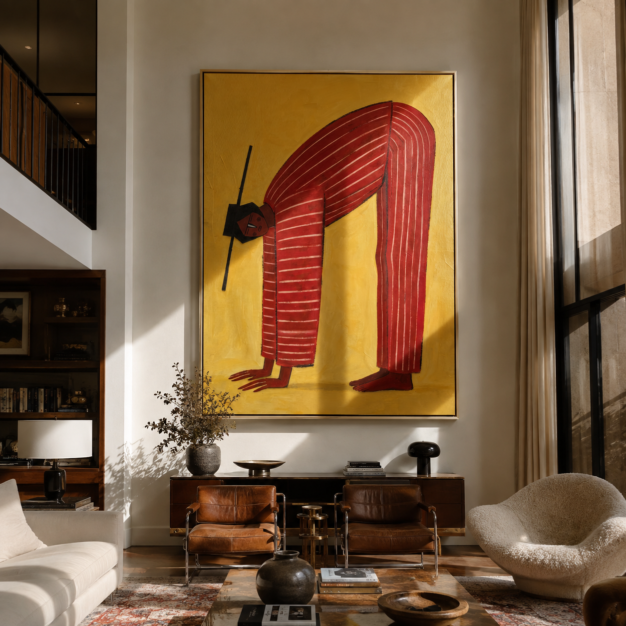 Red Arch through Gold displayed in a warm contemporary interior