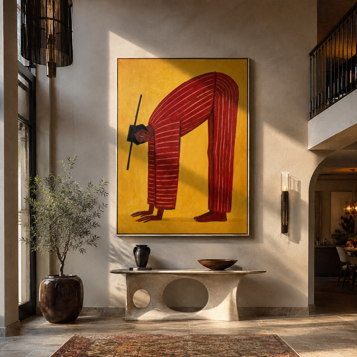 Red Arch through Gold styled with neutral modern furnishings