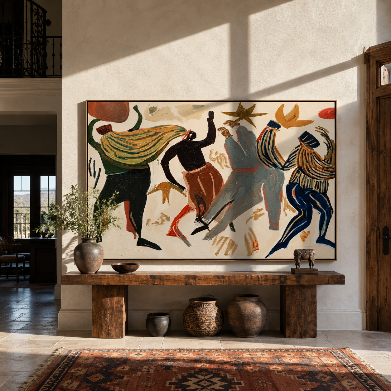 Dancers Break Pale Ground displayed in a warm contemporary interior