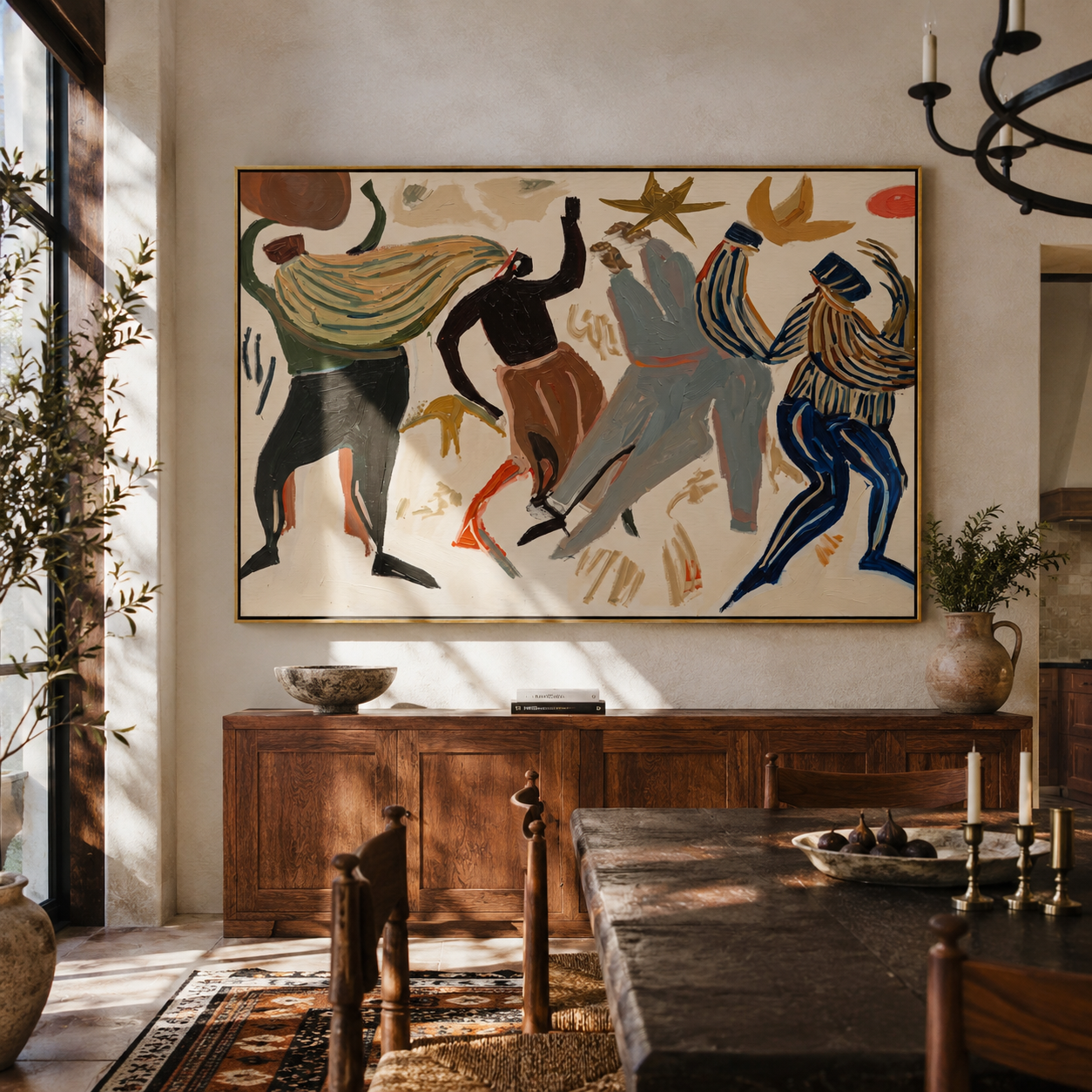Dancers Break Pale Ground styled with neutral modern furnishings