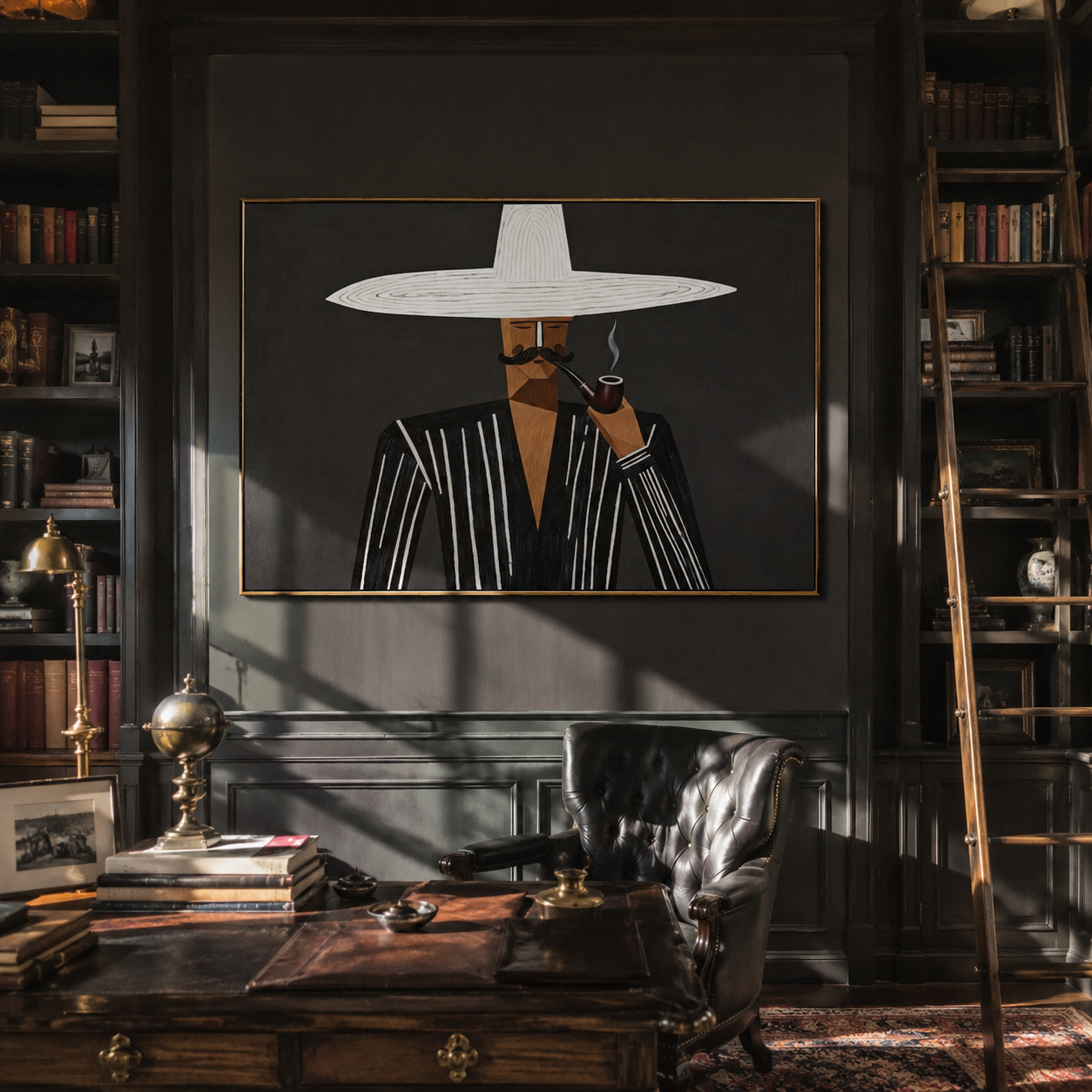 White Brim Smokes Midnight styled with neutral modern furnishings