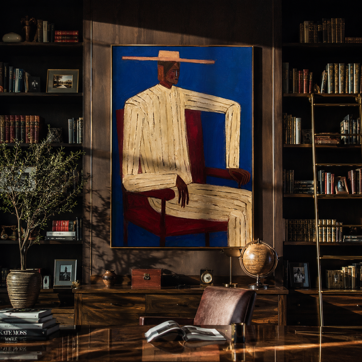 Ivory Angles in Cobalt displayed as a modern room focal point