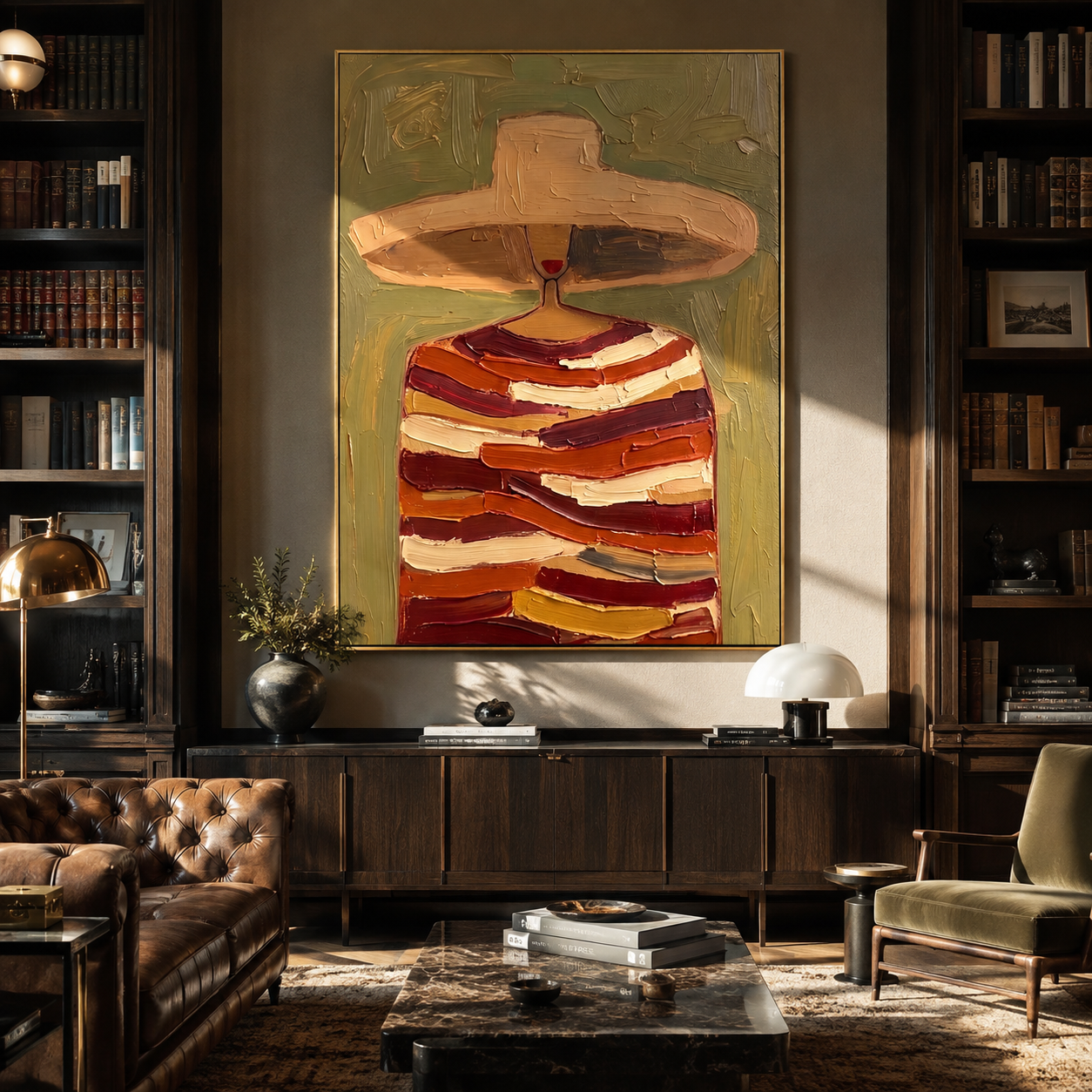 Rust Bands Carry Glass styled with neutral modern furnishings