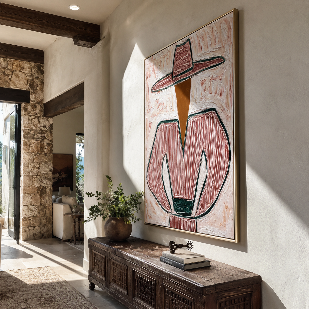 Pink Lines Guard Cup displayed as a modern room focal point