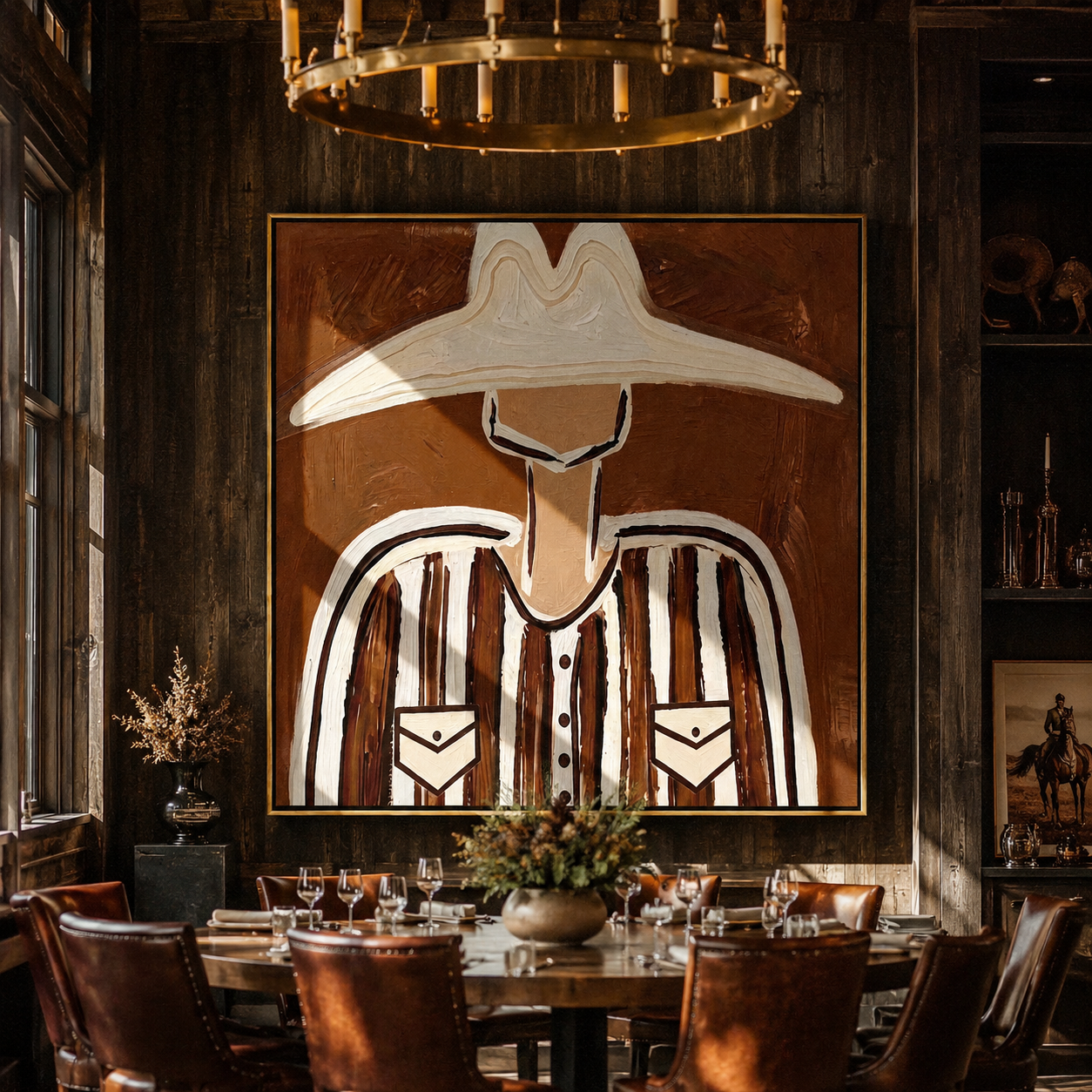 White Brim Crowns Stripes displayed as a modern room focal point