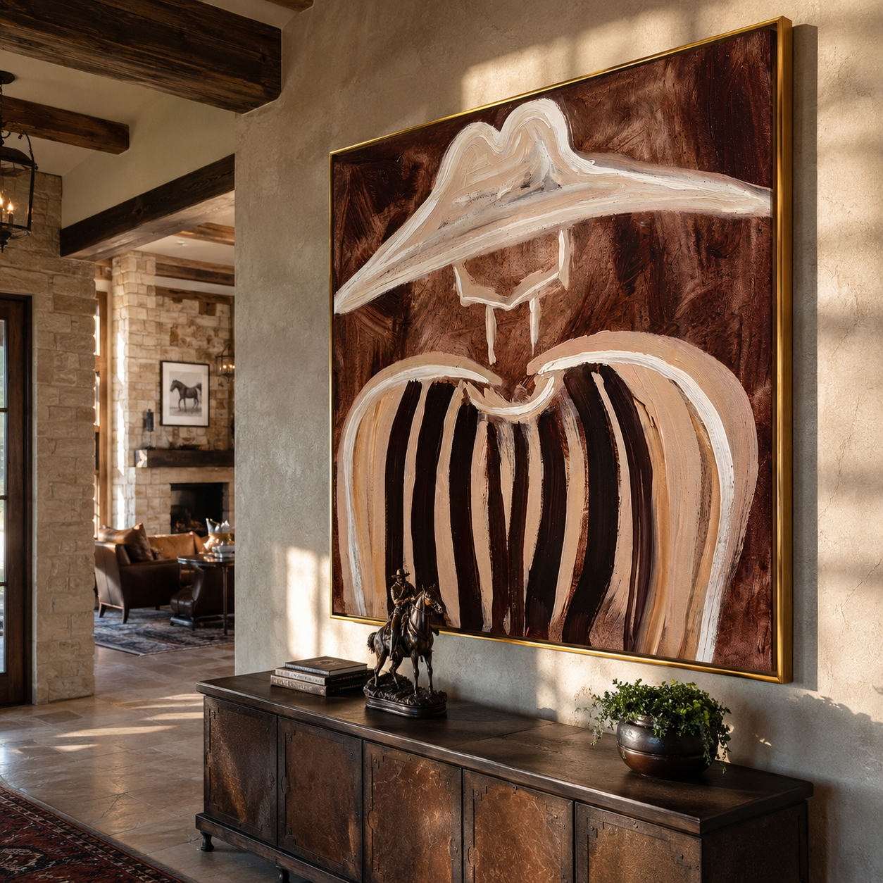 Pale Brim Softens Lines displayed in a warm contemporary interior