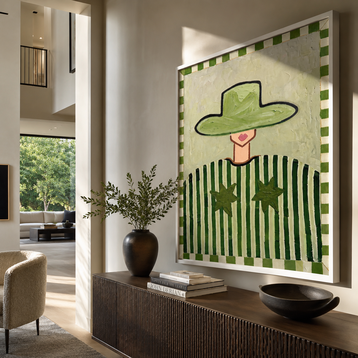 Green Brim Guards Stars displayed as a modern room focal point
