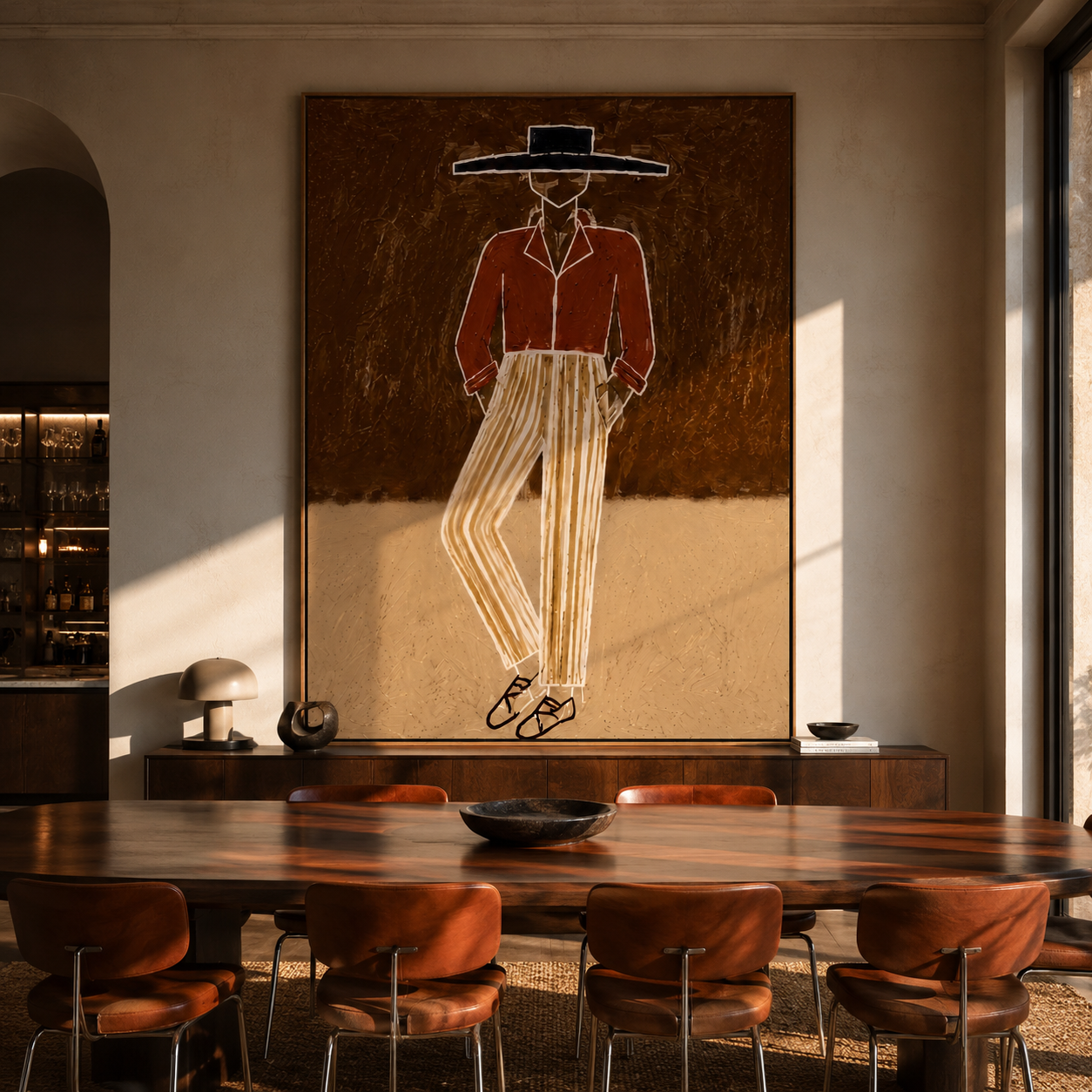 Rust Jacket Walks Earth displayed as a modern room focal point