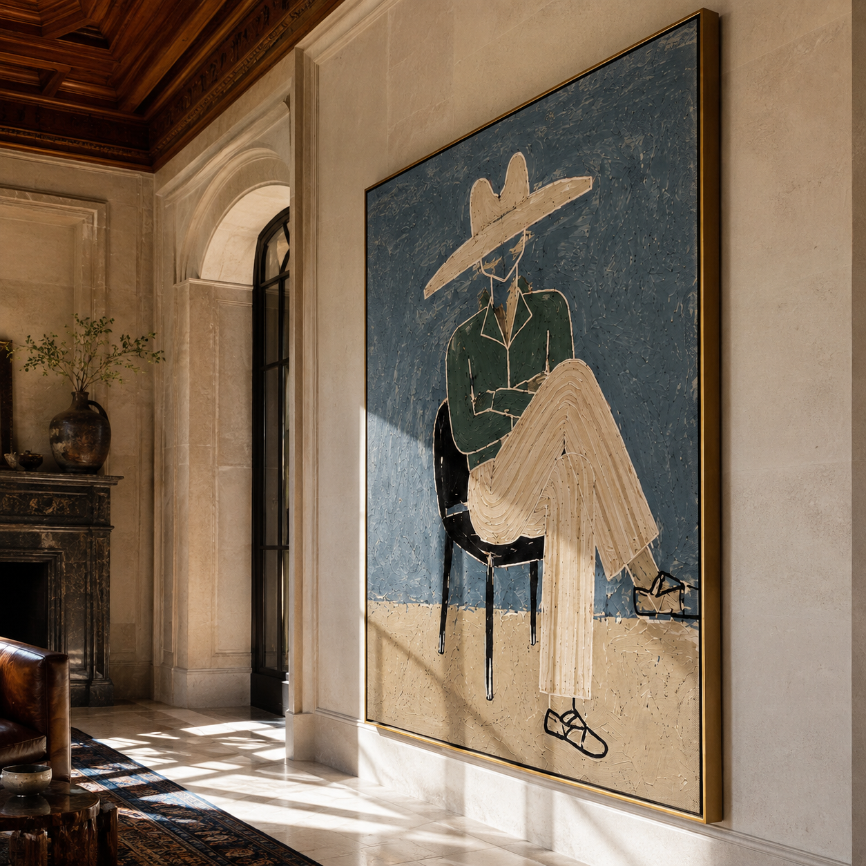 Green Jacket Crosses Chair displayed as a modern room focal point