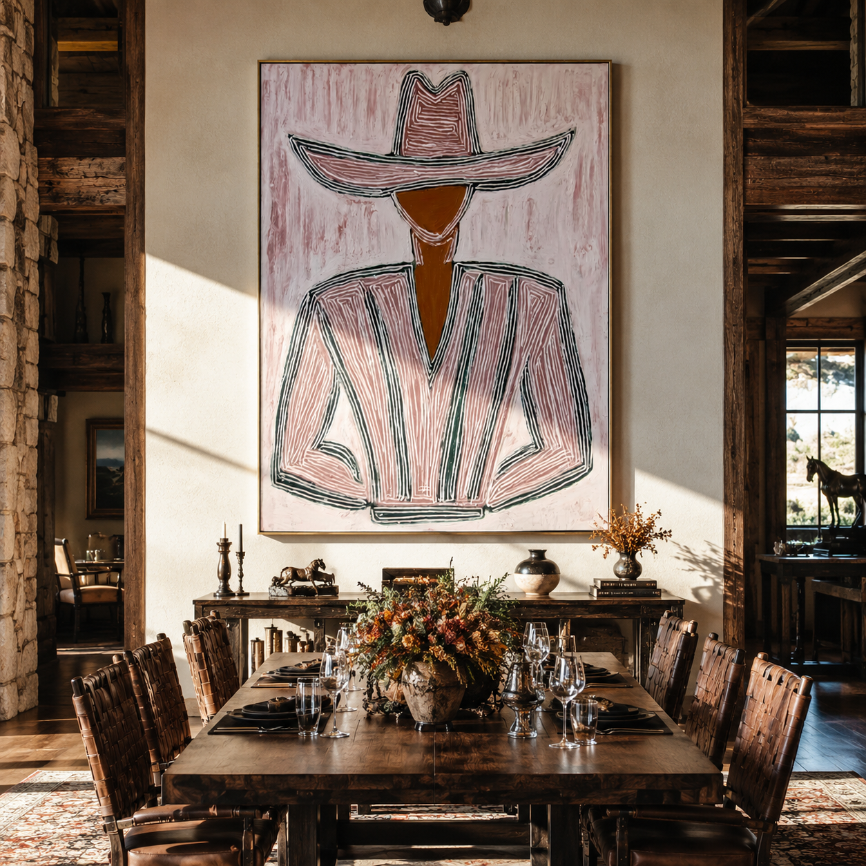 Pink Lines Shape Jacket presented above a contemporary console
