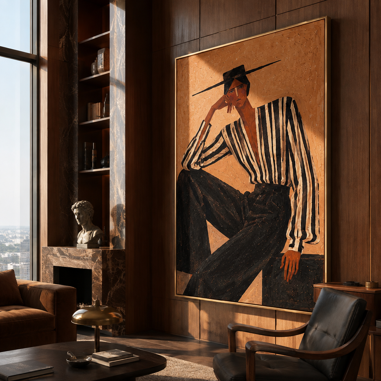 Black Stripes Lean Terra styled with neutral modern furnishings