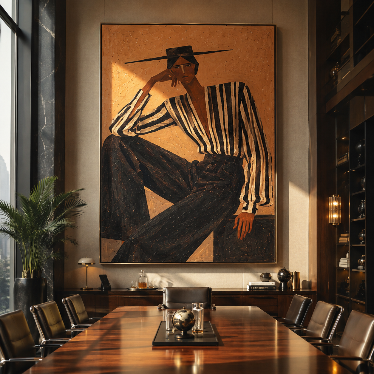 Black Stripes Lean Terra presented above a contemporary console