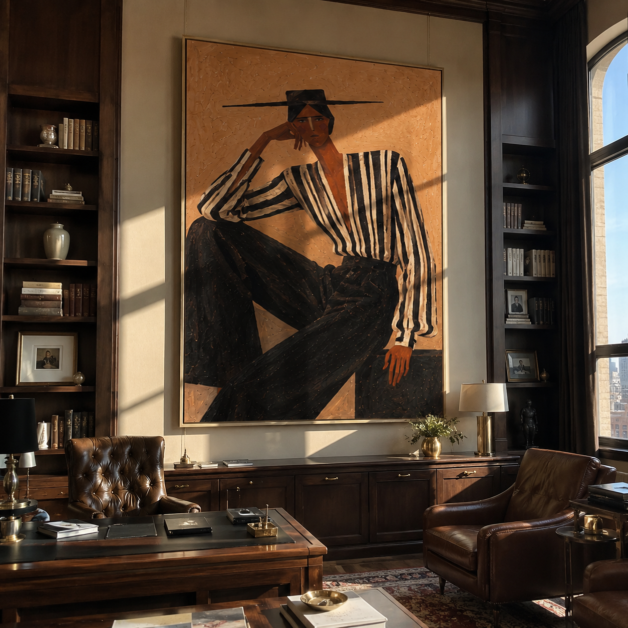 Black Stripes Lean Terra displayed as a modern room focal point