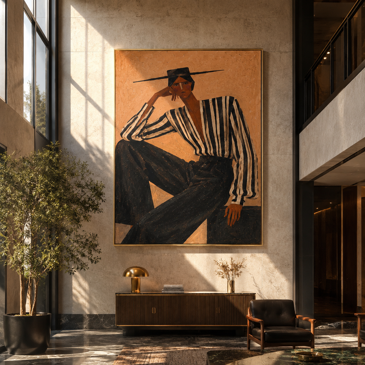 Black Stripes Lean Terra styled in a layered residential interior