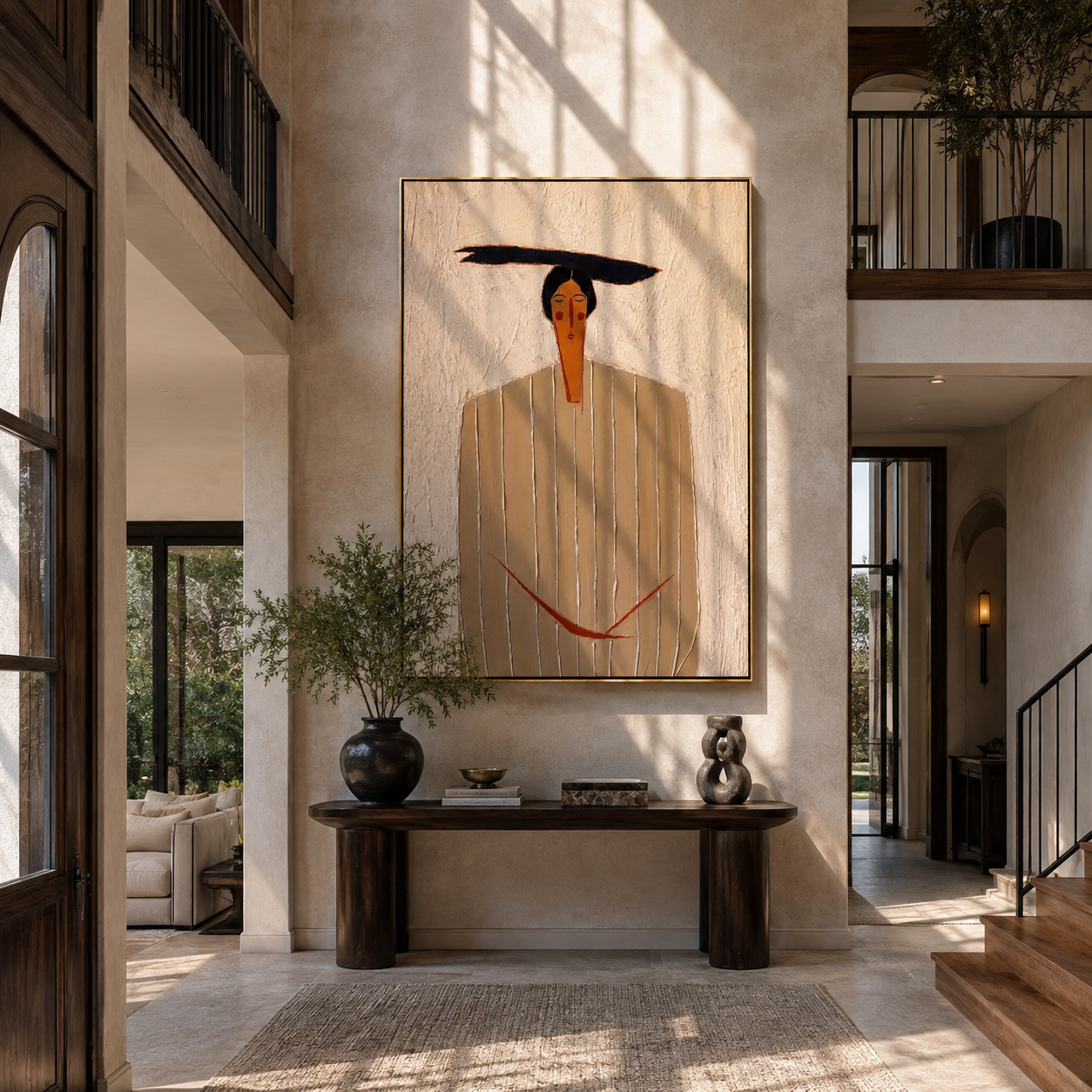 Ivory Lines Hold Cord styled with neutral modern furnishings