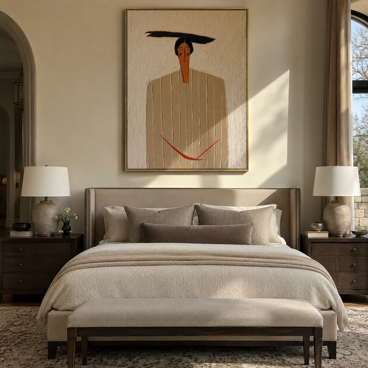 Ivory Lines Hold Cord displayed as a modern room focal point
