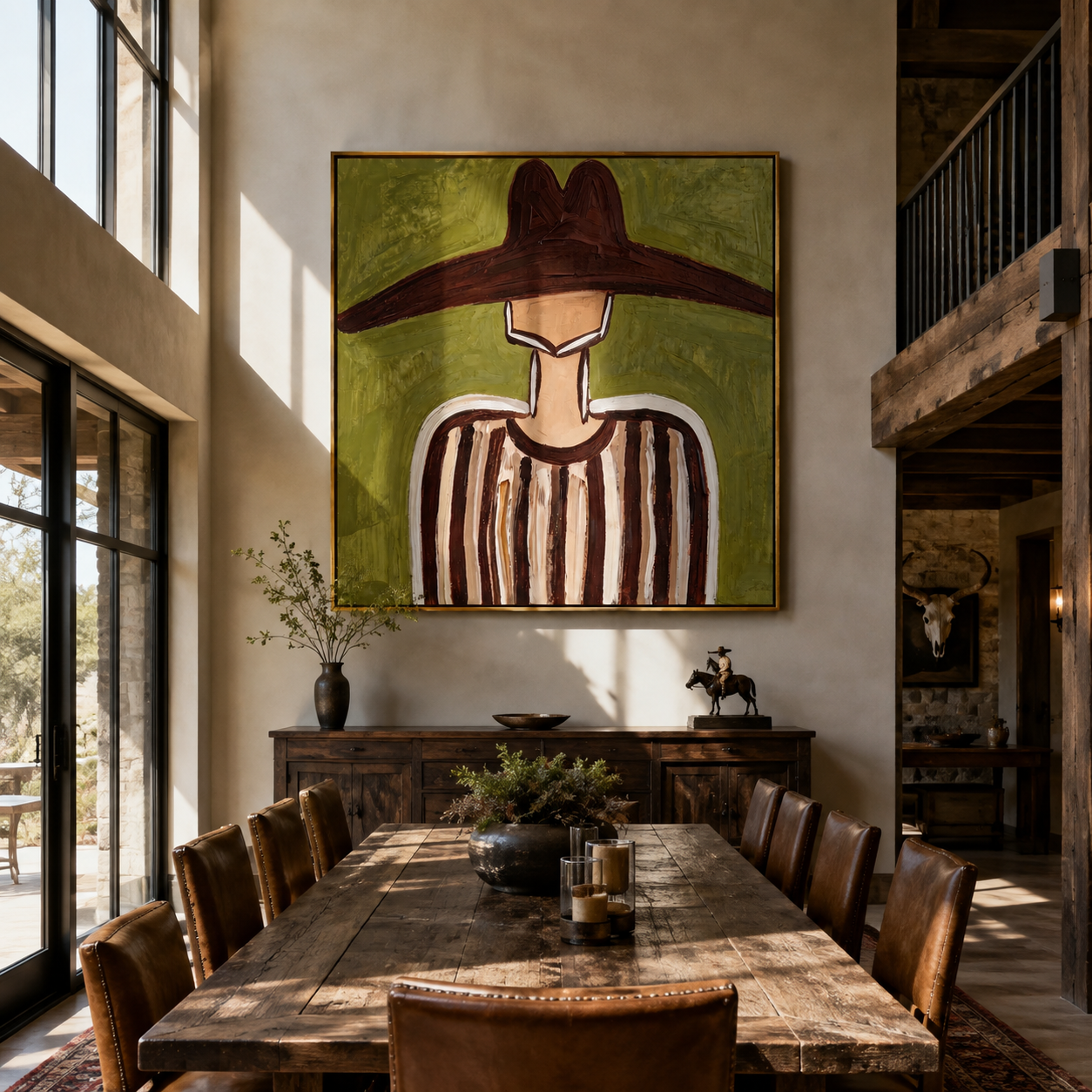 Brown Brim Crosses Olive styled with neutral modern furnishings